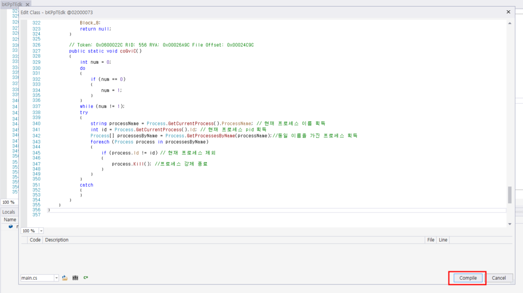 dnSpy Edit Class창